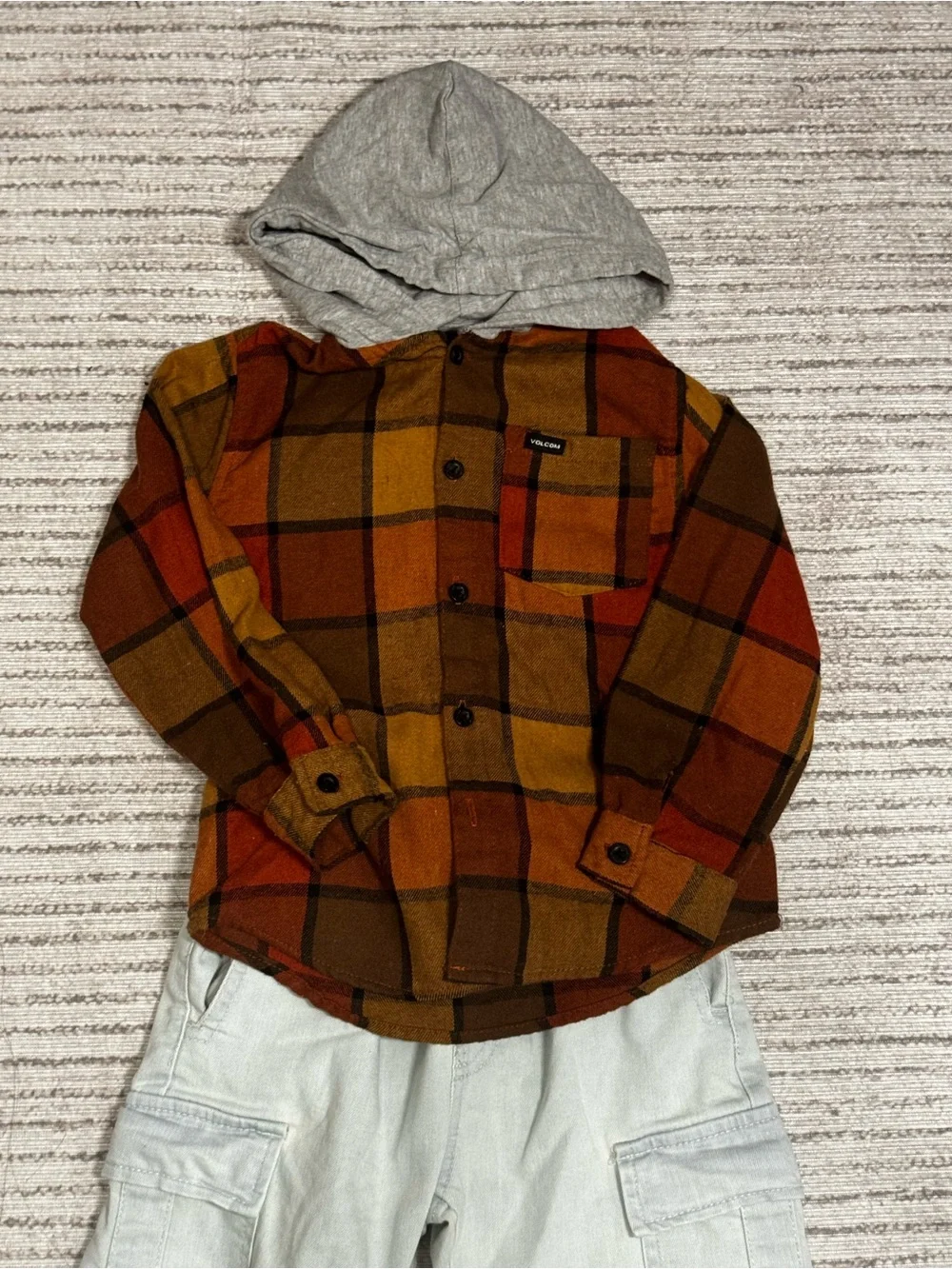4T Toddler Outfit Bundle Volcom Hooded Flannel + Cargo Joggers Boys
